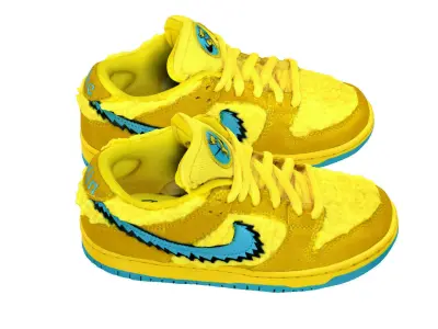 Grateful Dead x Nike Air Jordan 1 SB Dunk Low Pro Opti Yellow Low-poly 3D model
