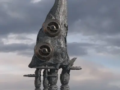 Alien asteroid gears 3D model
