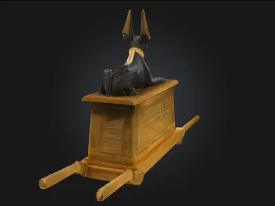Anubis Statue on Sled Ceremonial Deity Model  3D model
