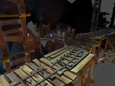Fantasy Chess RPG Environment - Mining Dungeon Low-poly 3D model