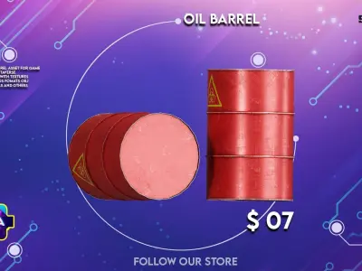 Oil barrel  Game assets Low-poly 3D model