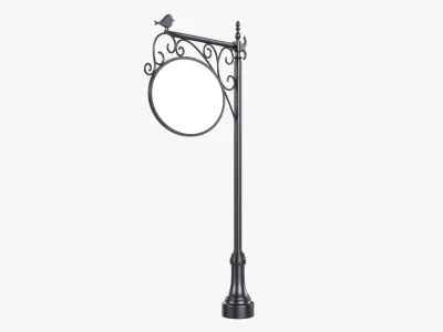 Forged column with hanging sign 02 3D model