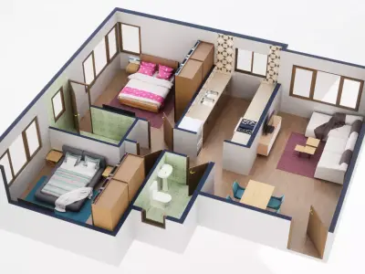 3D Floor Plan Model 32 3D model