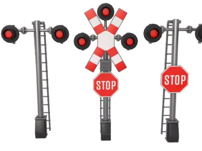 Rail Crossing Traffic Light Pack 3D model