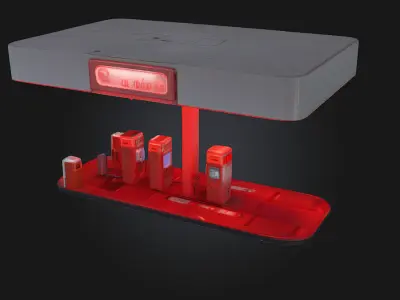 Neon Gas Station  Retro-Futuristic Stop with Vibrant Glow 3D model
