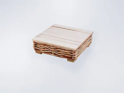 Low Poly Small Wooden Outdoor Coffee Table 3D model