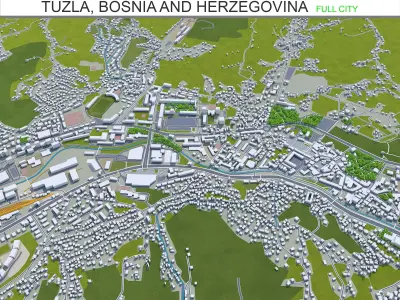 Tuzla Bosnia and Herzegovina 30km Low-poly 3D model
