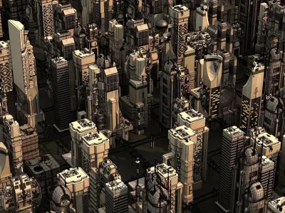 Futuristic city buildings 3D model
