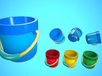 BUCKET CARTOON STYLIZED Low-poly 3D model