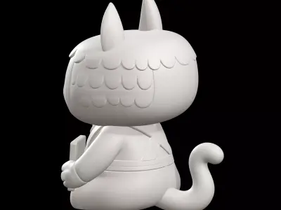 Labubu Chibi Scholar Figurine With Coffee Mug And Book 3D print model