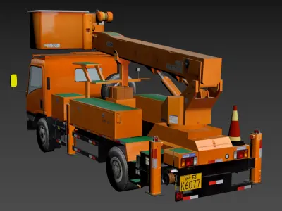 Animated-SCI FI - ISUZU boom lift Low-poly 3D model
