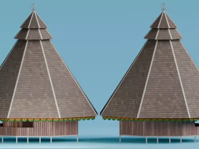 Traditional Houses - Rumah Kariwari Low-poly 3D model