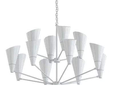 AX611 chandelier with brass and shades 3D model