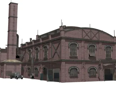 Old brick factory Low-poly 3D model