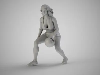 Girl Plays Street Basketball 3D print model