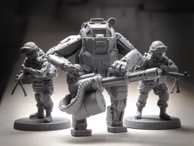 Armour group of toy soldiers with guns 3D print model