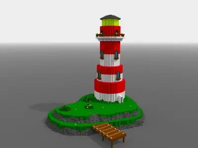 Voxel Lighthouse Low-poly 3D model