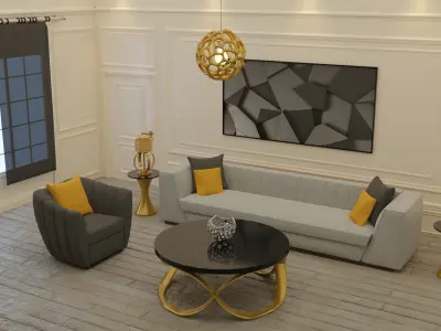 Living Room Interior Low-poly 3D model