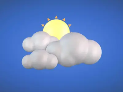 Partly Sunny - Weather Icon Low-poly 3D model