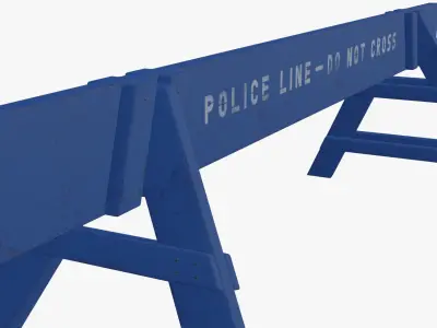Police Line Wooden Barrier Low-poly 3D model