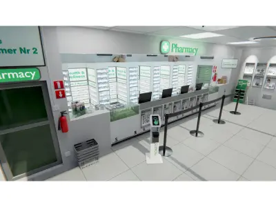 Pharmacy Or Drug Store 3D Assets Interior Storefront 3D model
