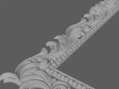 mirror gold ornate frame 3D model 6