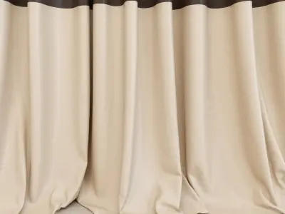 Curtains with puffs and tulle 3D model