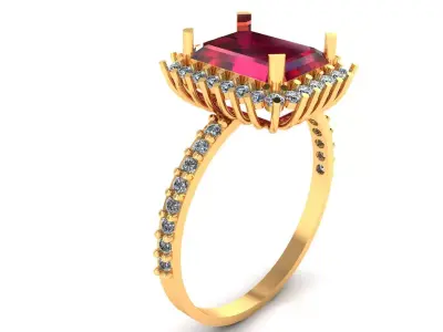 Women Ring 7 women light weight emerald cut engagement ring 3D print model