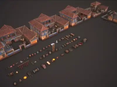 Medieval Farm House Pack Low-poly 3D model