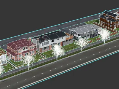 Low Poly Urban City House set Low-poly 3D model