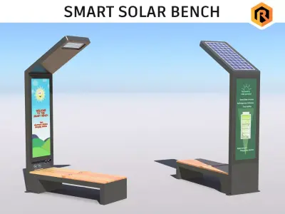 Smart Solar Bench Low-poly 3D model