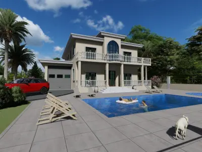 Villa Exterior Scene 3D model 3D model