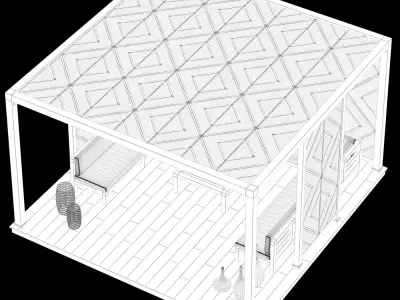 Wood Pattern Gazebo pergola 3D model
