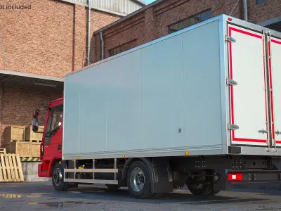  Commercial Cargo Delivery Box Lorry Rigged for Maya 