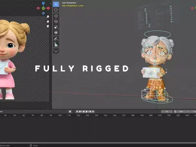 Cartoon Baby Girl Low poly Rigged Low-poly 3D model