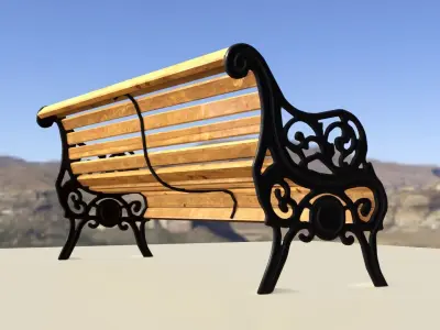 Public Bench  Low-poly 3D model