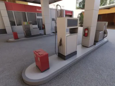 Gas Station Type-1 Remastered Low-poly 3D model