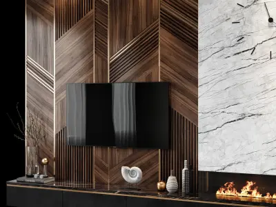 Tv set 2 modern wall design 3D model