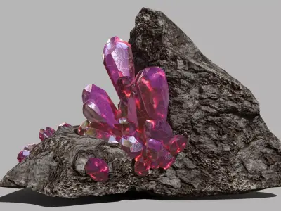 Crystal Set rock with crystals Low-poly 3D model buy