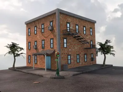 Street Corner Building High Detail 3D model