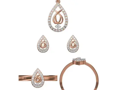 Light wt Ring Earrings Pendant set 3dm stl 1-render details 3D print model get