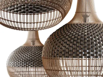 Handwoven Rattan Pendant Light Lampshade 3D model