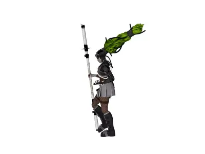 Apocalyptic Female Warrior  Game Ready 3D Model Low-poly 3D model