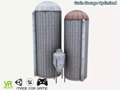 Low-Poly Grain Storage House Low-poly 3D model