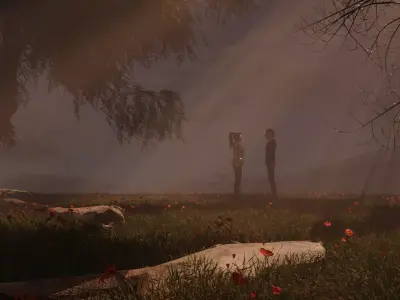 Landscape with couple and natural scene 3D model