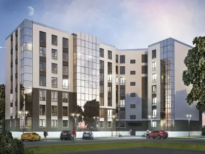 Apartment brick building 3D model
