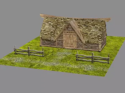 Medieval Viking House 09 Game Ready Low-poly 3D Model Low-poly 3D model
