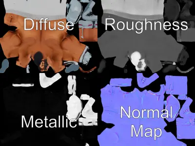 Boxer Character Rigged and Animated with Gloves and Shorts Low-poly 3D model