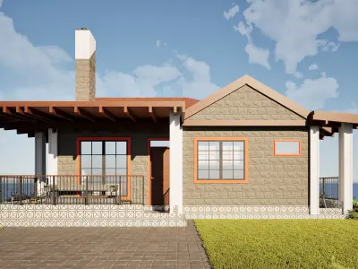 Small House Interior  Exterior Low-poly 3D model