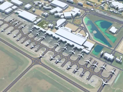 Hazrat Shahjalal Dhaka Airport 8km Low-poly 3D model